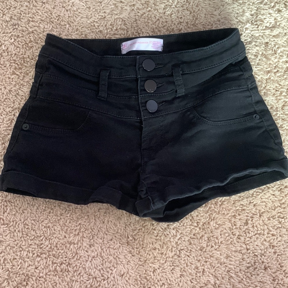 Black jean shorts. Size small in girls. Color black and worn a few times.